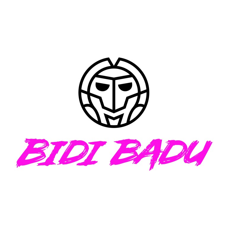 BIDI BADU Logo mit stilisiertem Gesicht und Schriftzug in Pink