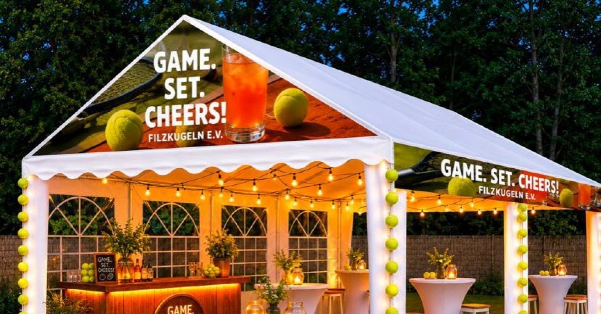 Inselfest 2026 in Hagenmahd Offingen mit Game Set Cheers Bar, Getränkepreisen und Eventdekoration im Tennisstil