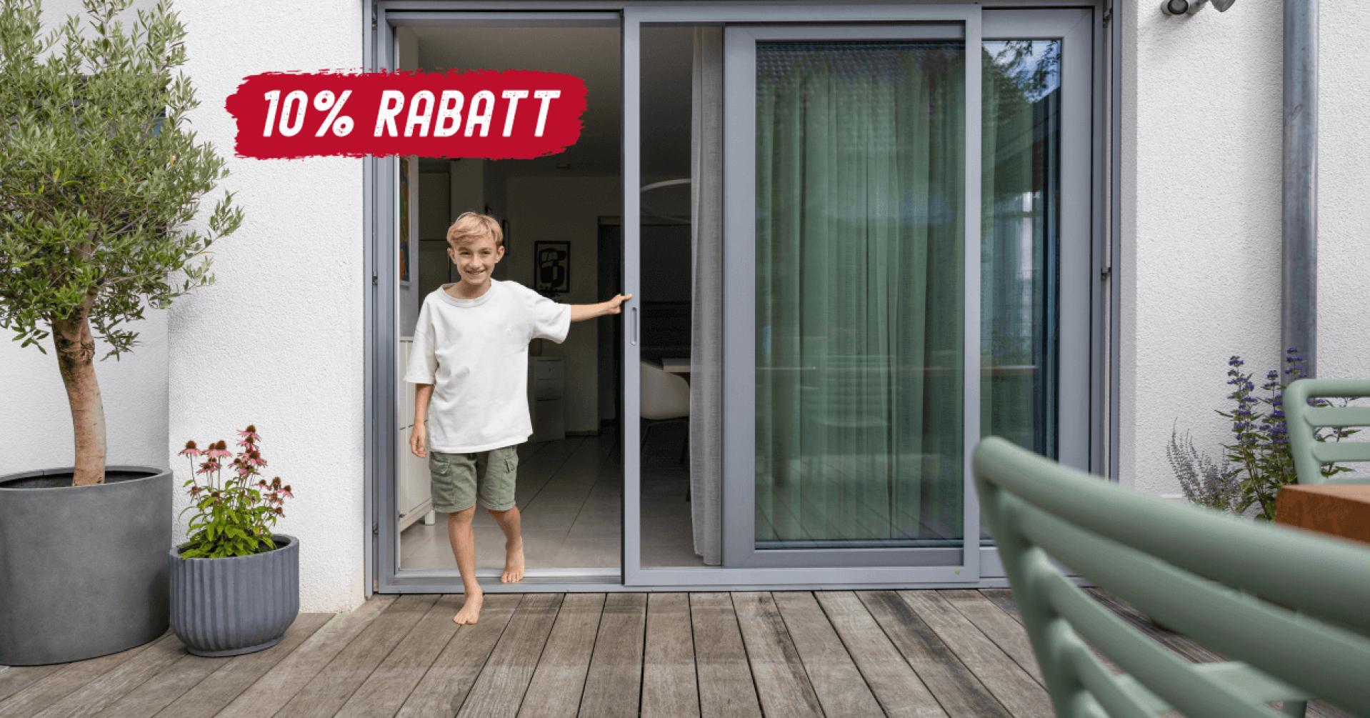 Schiebetür zur Terrasse mit 10% Rabatt Angebot