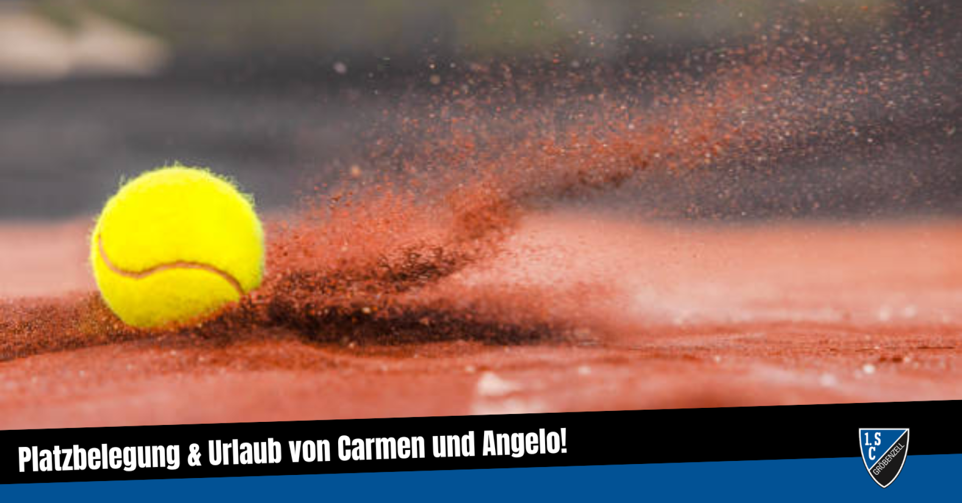 Tennisball auf Sandplatz – Headerbild des TC WB für die Homepage