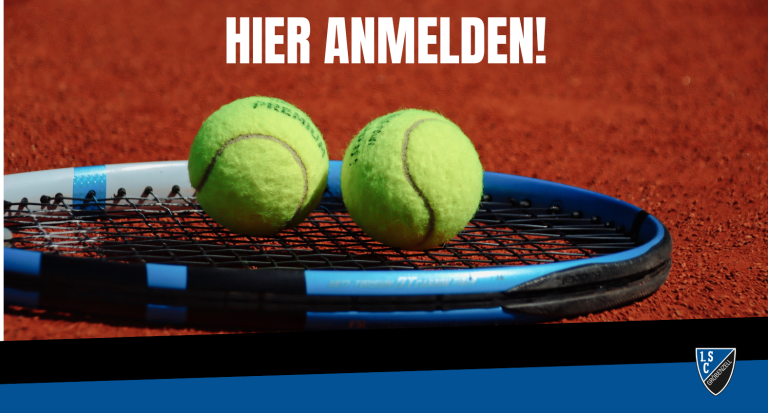 tc-wb Homepage Header mit Tennisbällen auf Schläger und Anmeldeaufforderung