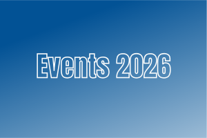 Schriftzug Events 2026 auf blauem Hintergrund