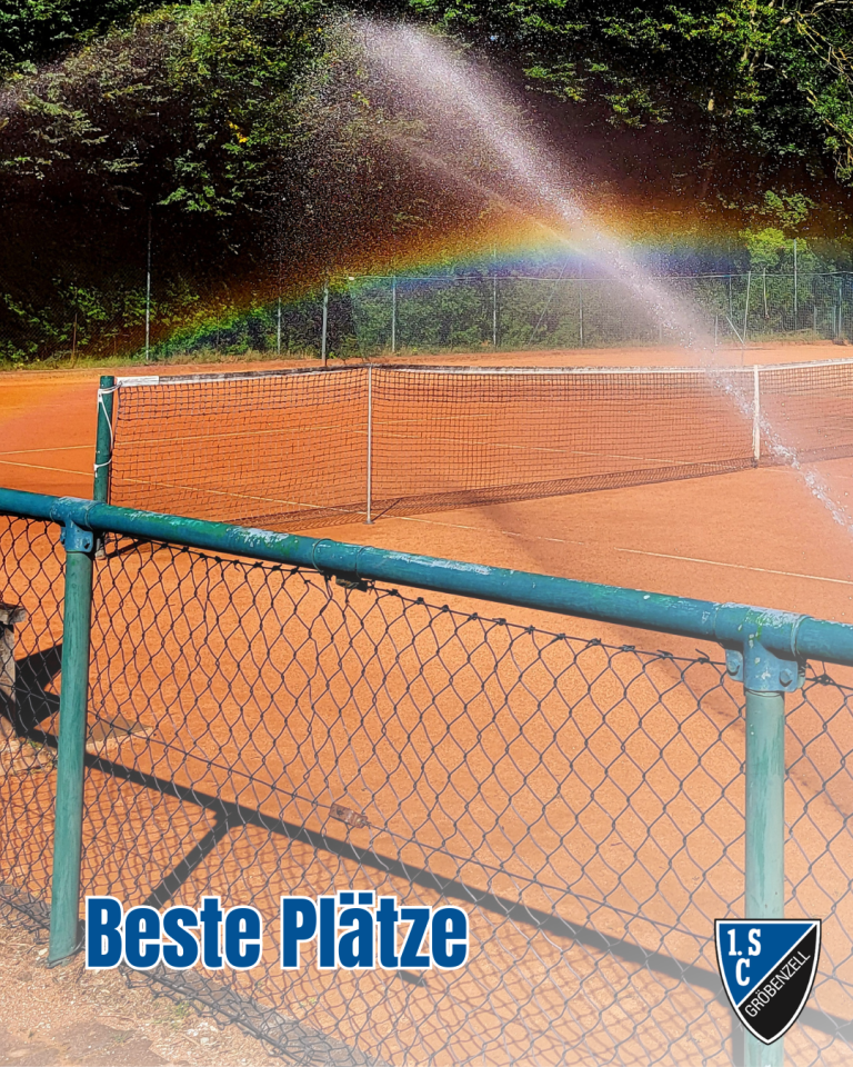 Beste Plätze – Tennisplatz mit Bewässerung und Regenbogen