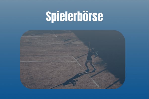 Spielerbörse Kachel mit Tennisspieler auf Sandplatz