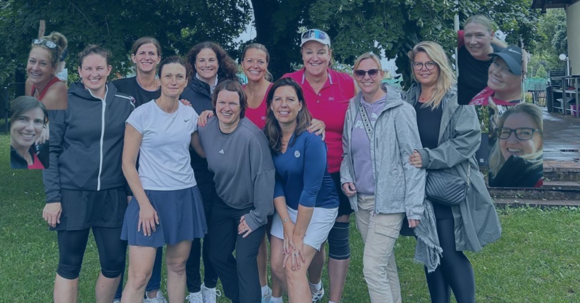 Gruppenfoto der Meisterdamen bei einem News-Event im Freien