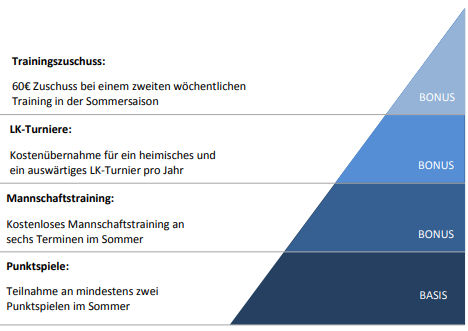 Grafik zur Jugendförderung mit Anforderungen und Trainingsmöglichkeiten für Jugendliche im Sportverein