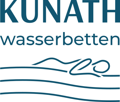 Farbiges Logo von Kunath Wasserbetten mit stilisierter liegender Person
