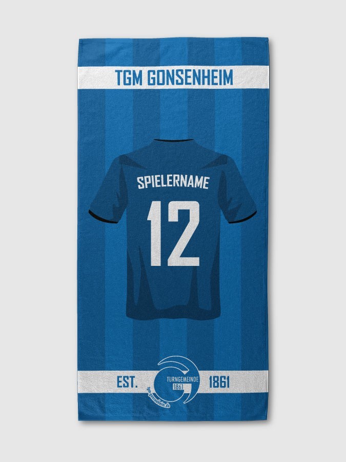 TGM Gonsenheim Strandhandtuch mit Trikot-Design und Nummer 12