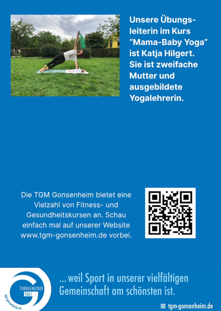 Katja Hilgert, Yogalehrerin und Mutter, macht Yoga auf einer Wiese – TGM Gonsenheim Fitness- und Gesundheitskurse