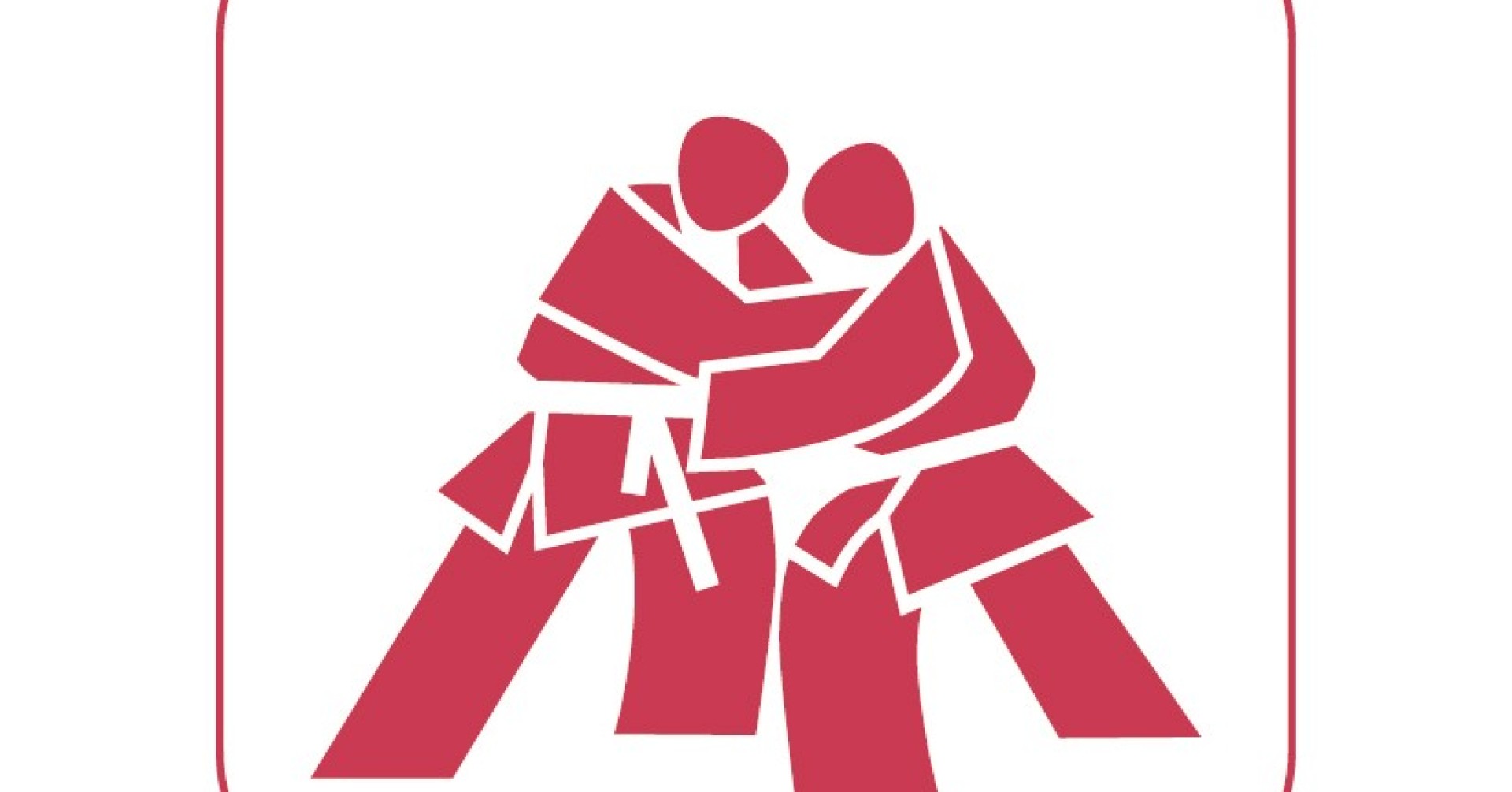 Judo Icon in Rot auf Weiß, 50mm, RGB, 300dpi – zwei stilisierte Judoka im Kampf