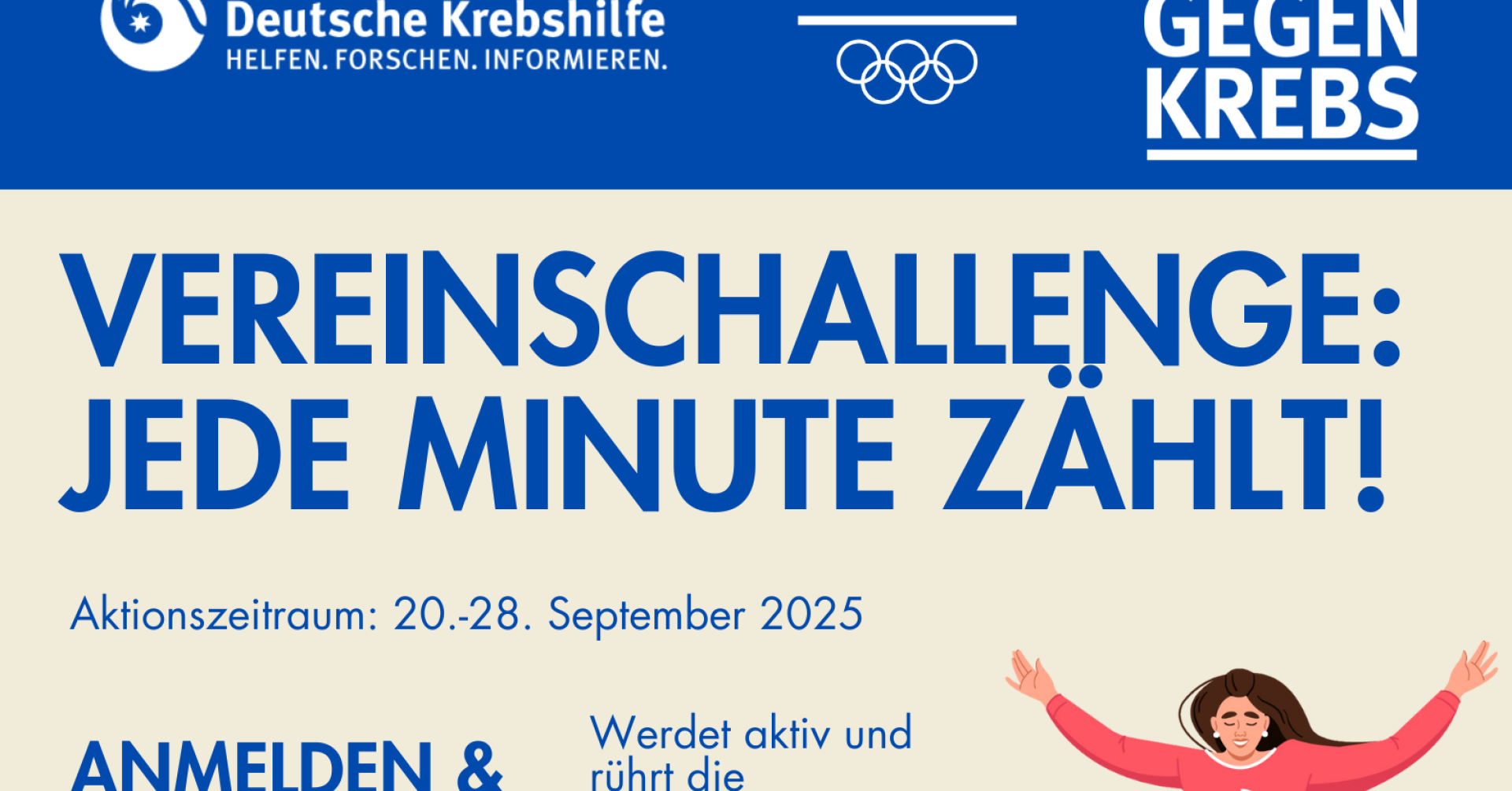 Deutsche Krebshilfe und DOSB: Jeder Minute Zählt Challenge 2025 Informationsgrafik zur Deutsche Krebshilfe und DOSB Challenge 2025