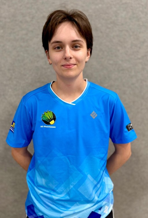 Spieler im blauen Trikot der SG Rheinhessen beim Badminton