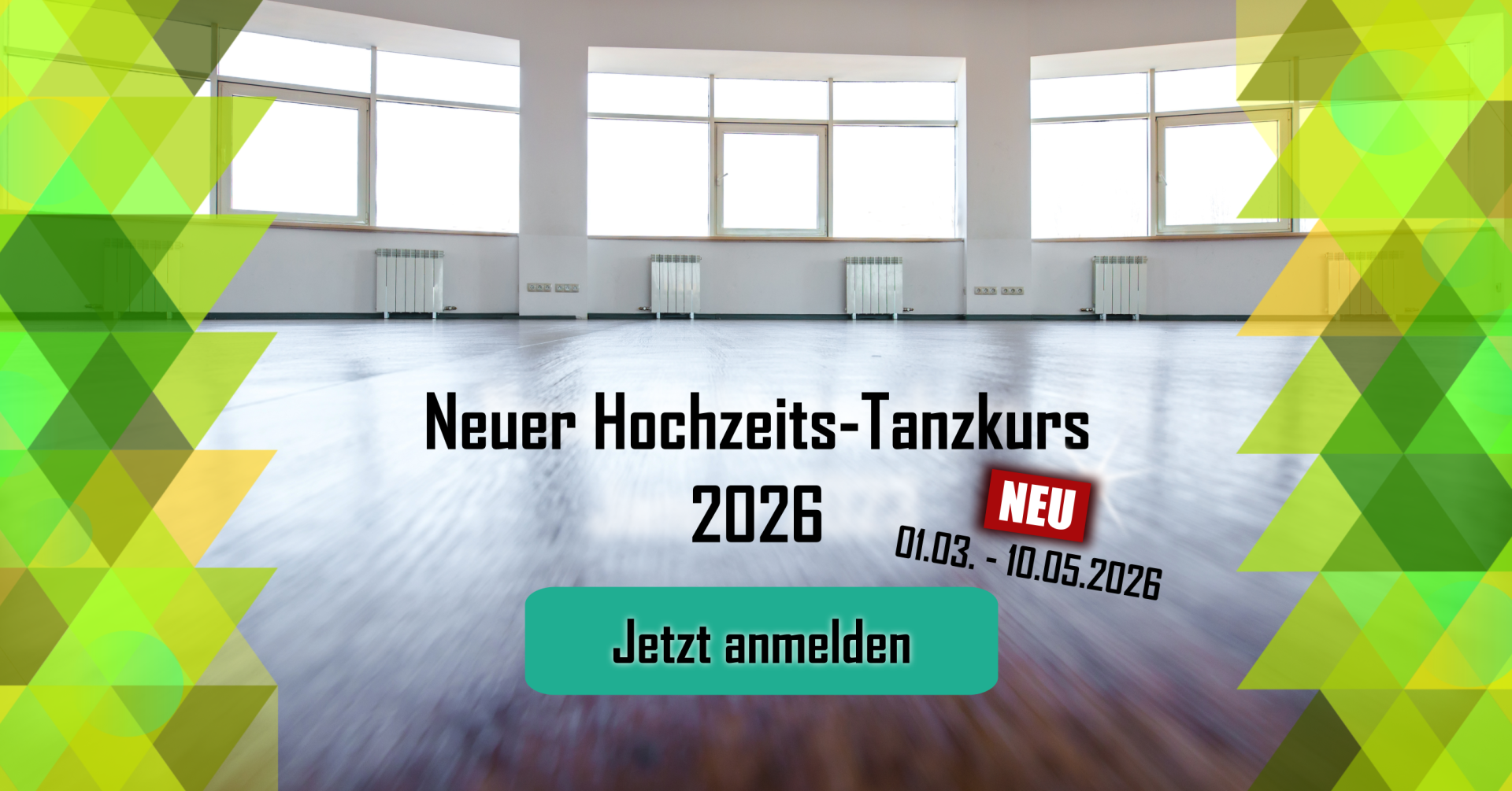 Headerbild für Blogartikel zum neuen Hochzeits-Tanzkurs 2026 mit Anmeldemöglichkeit und Kurszeitraum