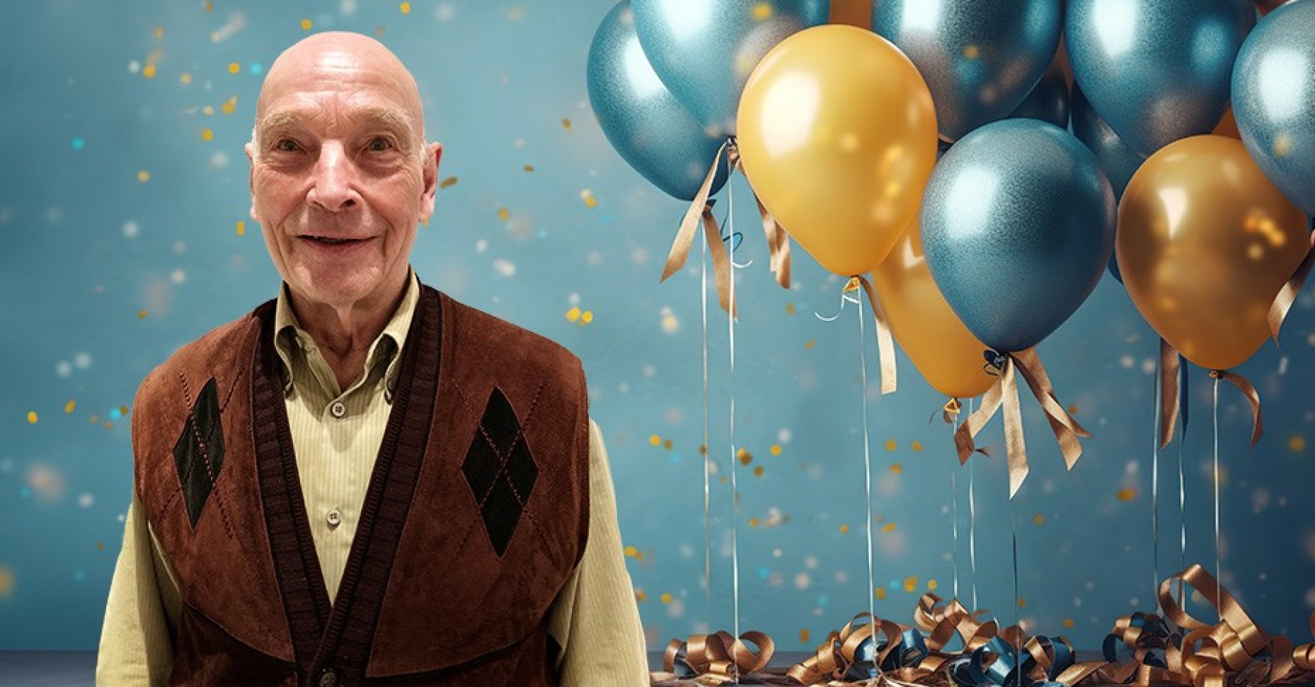 Franz Klein 2025 – Feier mit Luftballons und festlicher Dekoration Franz Klein bei einer Feier im Jahr 2025 mit Luftballons und Konfetti im Hintergrund