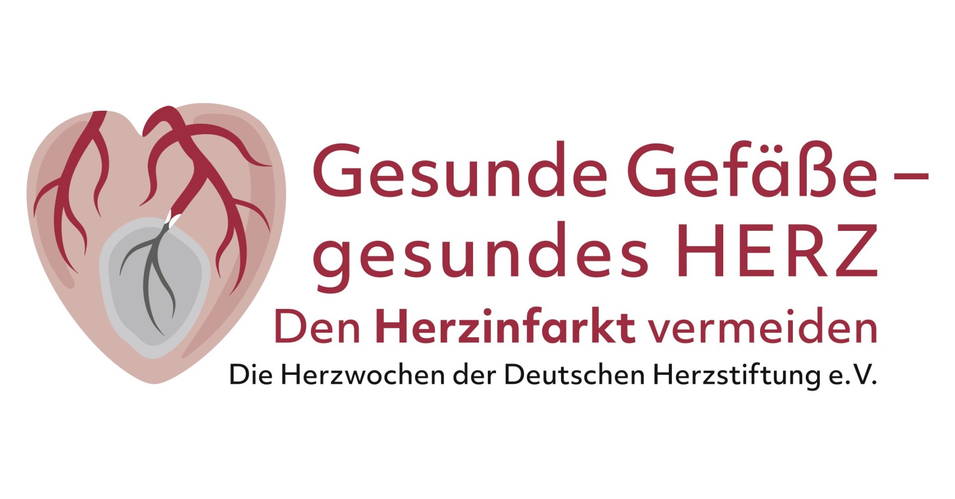 Logo der Herzwochen der Deutschen Herzstiftung mit dem Slogan 'Gesunde Gefäße, gesundes Herz – Den Herzinfarkt vermeiden'