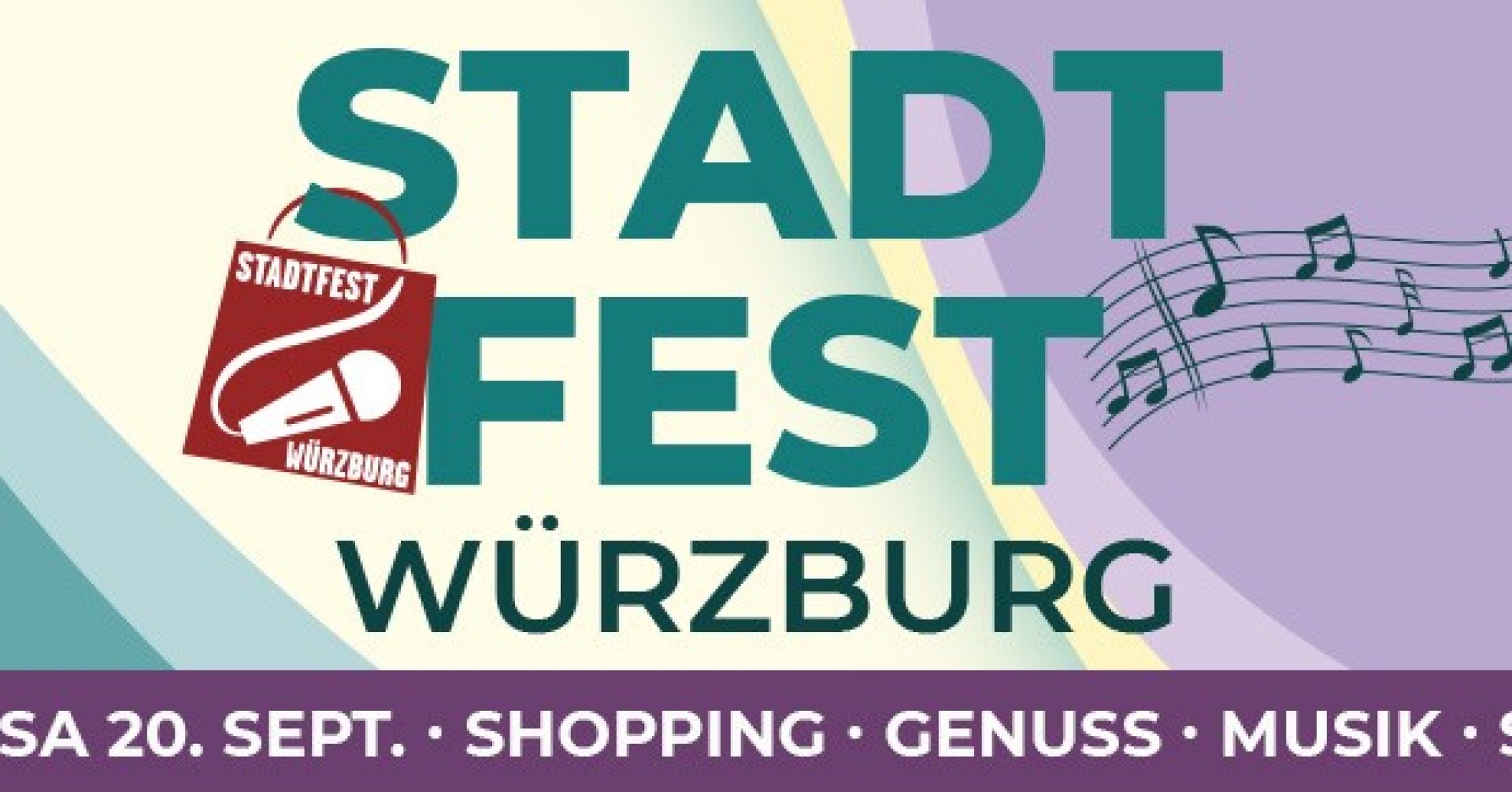 Stadtfest Würzburg Banner mit Kunst, Shopping und Genuss Werbebanner für das Stadtfest in Würzburg mit Text Kunst, Shopping und Genuss